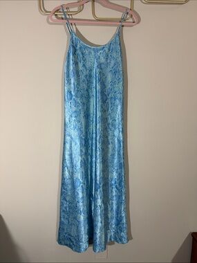 Medium Jones New York Blue Satin Maxi Nightgown/Dress
